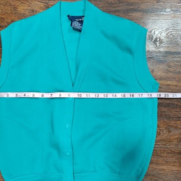 Palmettos 80's Button-Front Relaxed Cozy Vest Jacket Blue Women's Size Medium - Picture 7 of 9